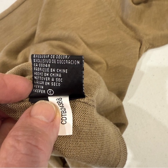 Vintage 1980’s Kasper Sweater Wool Blend V-neck Scroll Embroidery Taupe Size Med - Picture 10 of 10